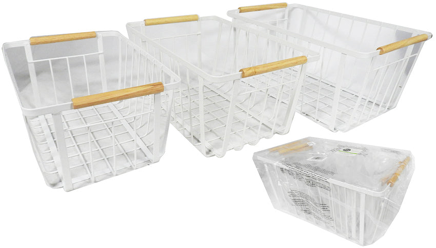 Wire Basket with Wood Handles - Medium