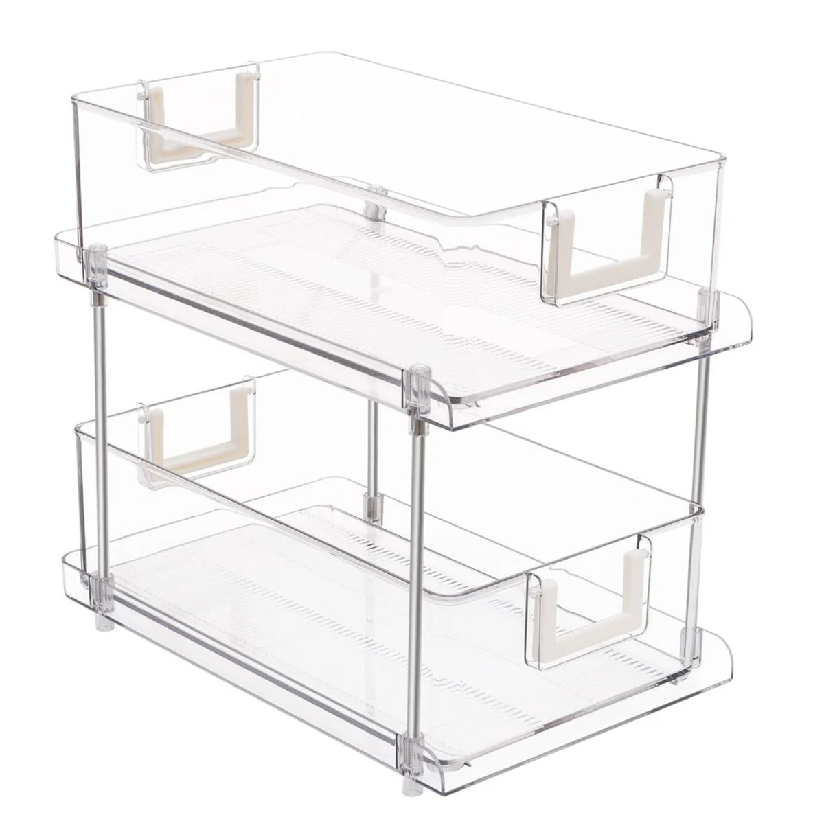 Chrome & Clear 2-Tier Sliding Drawer Organizer