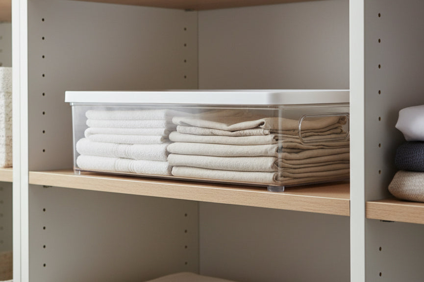 BIN,W/LID,CLR/WHT