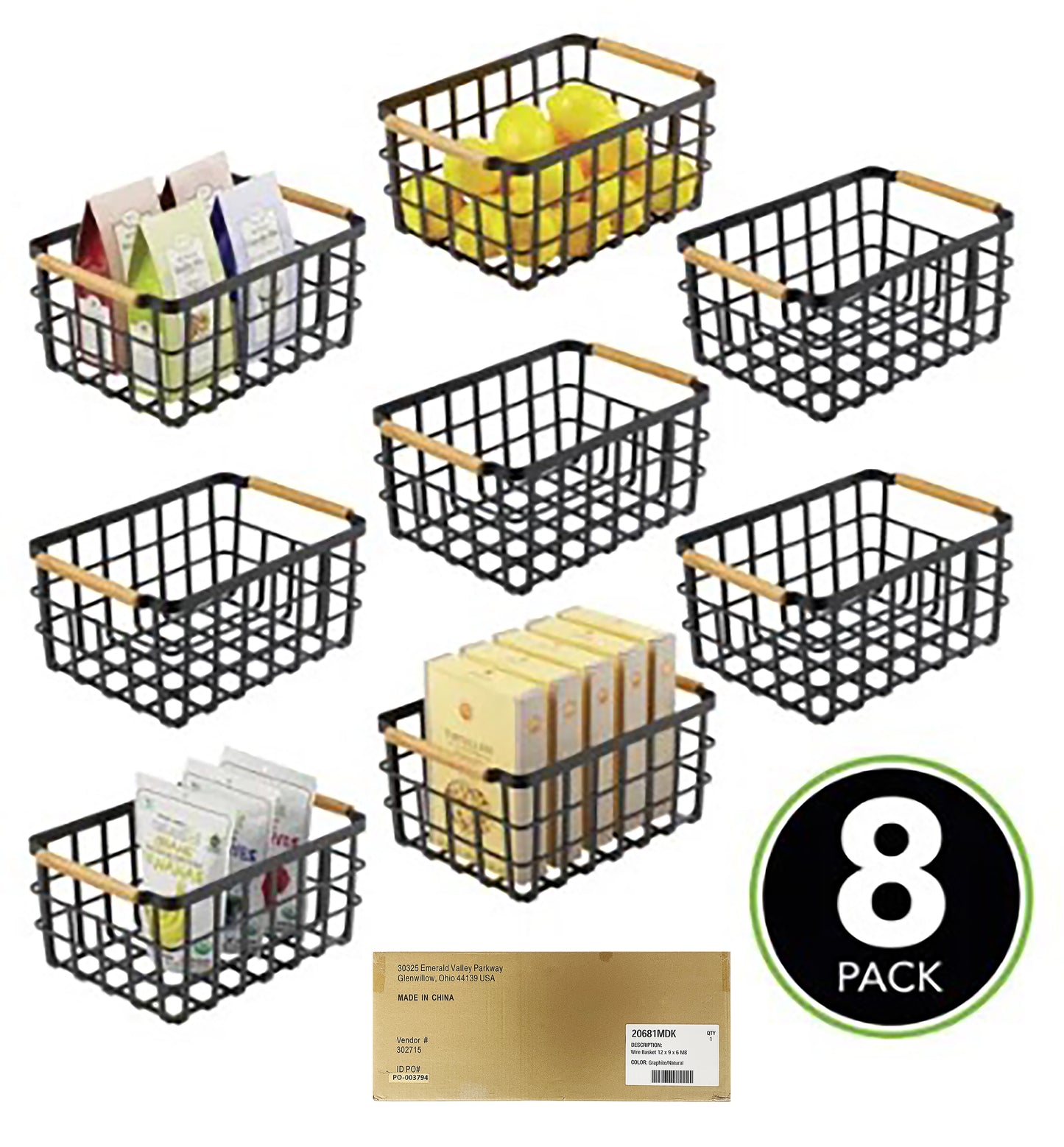 Graphite Basket W/Bamboo Handle Small