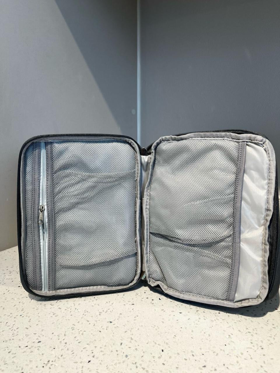 Deluxe Double Zip Tech Organizer – Charcoal