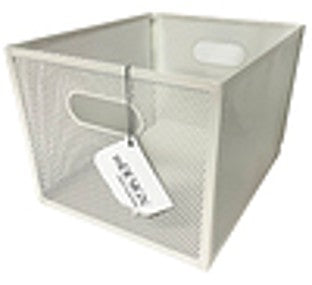 White Perforated Bin with Handle