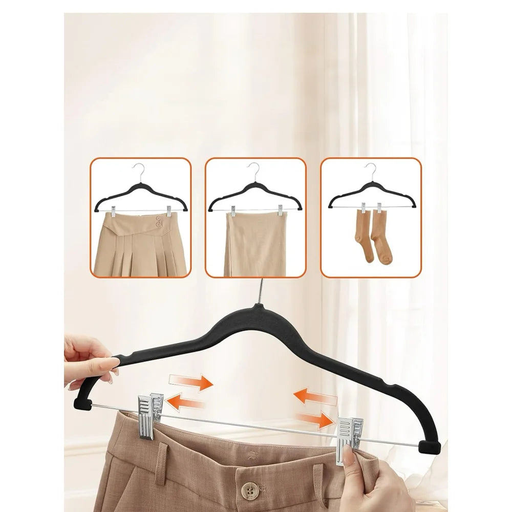 10PC Ivory Velvet Hangers with Clips