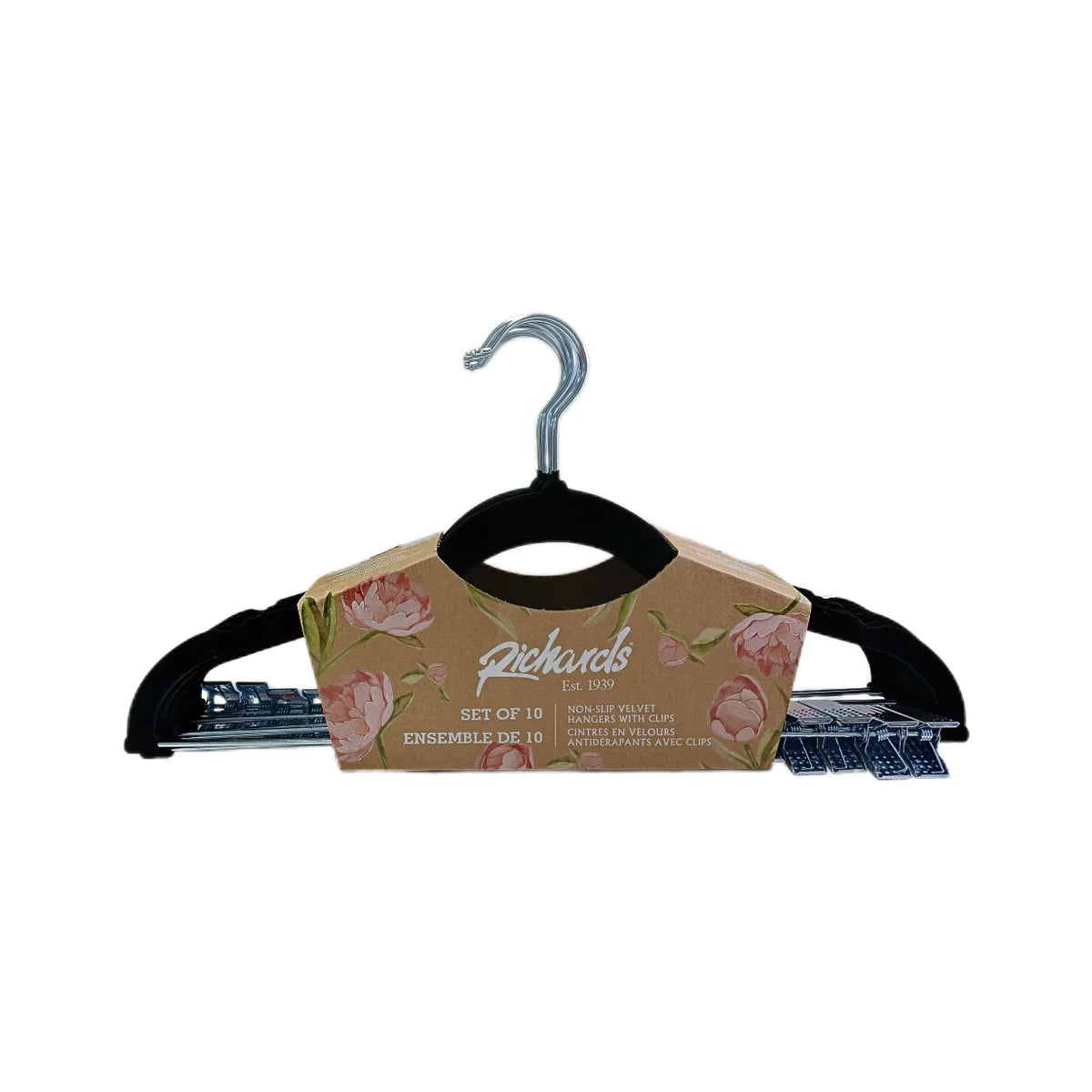10PC Ivory Velvet Hangers with Clips