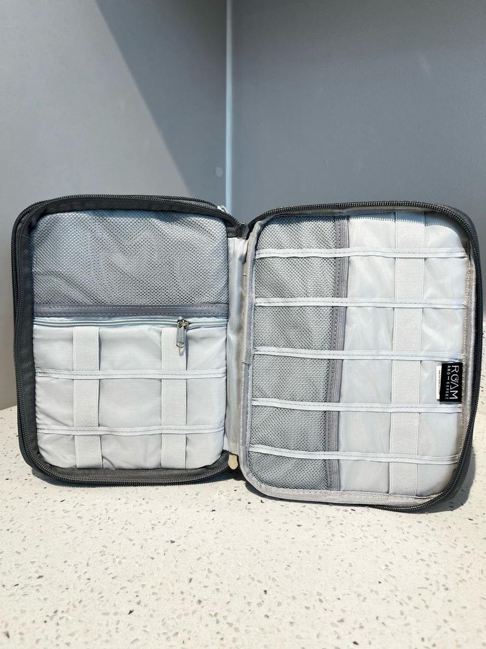 Deluxe Double Zip Tech Organizer – Charcoal