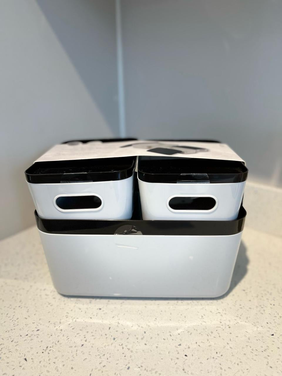 Stackable Storage Bins with Lids Asst - Set of 3