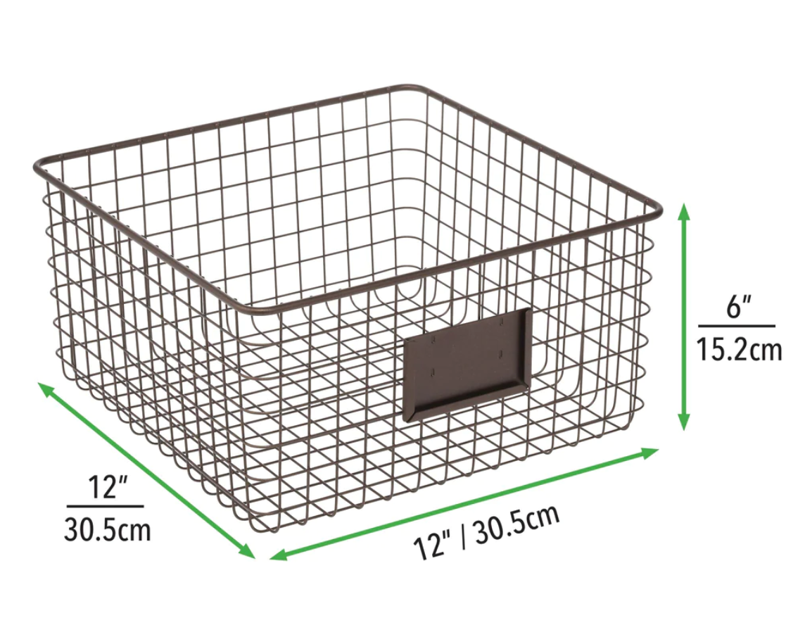 Wire Basket W/Tag Holder Graphite Medium