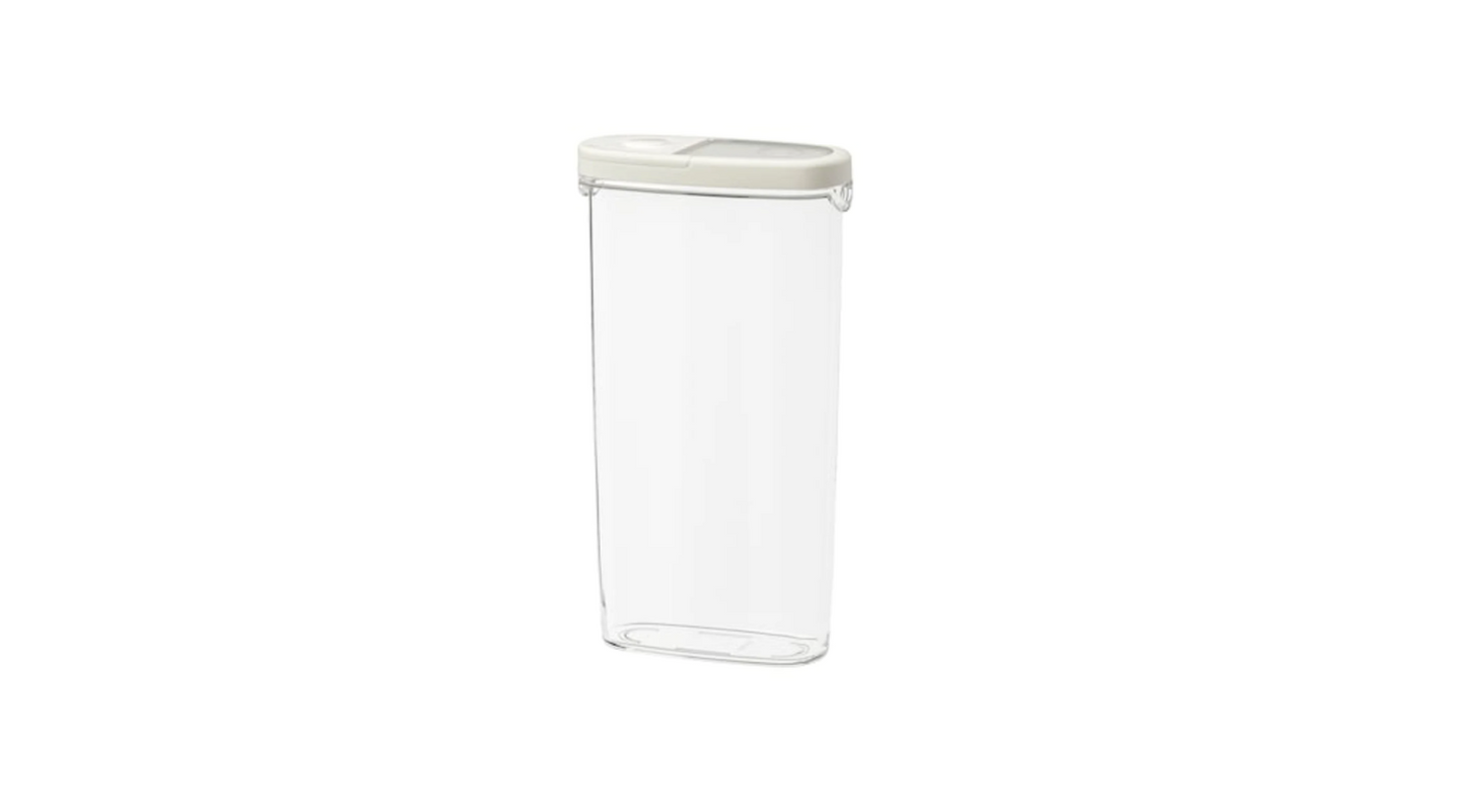 Dry food jar with lid, clear, white, 2 qt