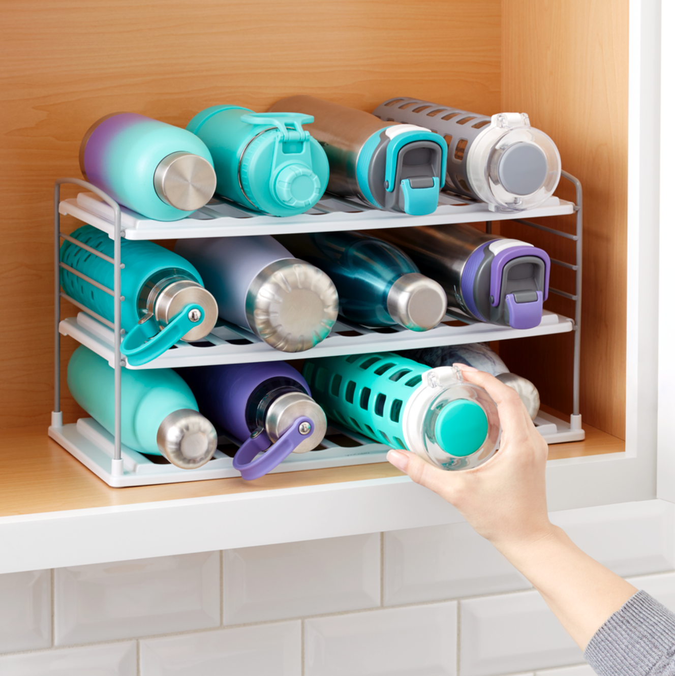 UpSpace Bottle Organizer, 3-Shelf Wide