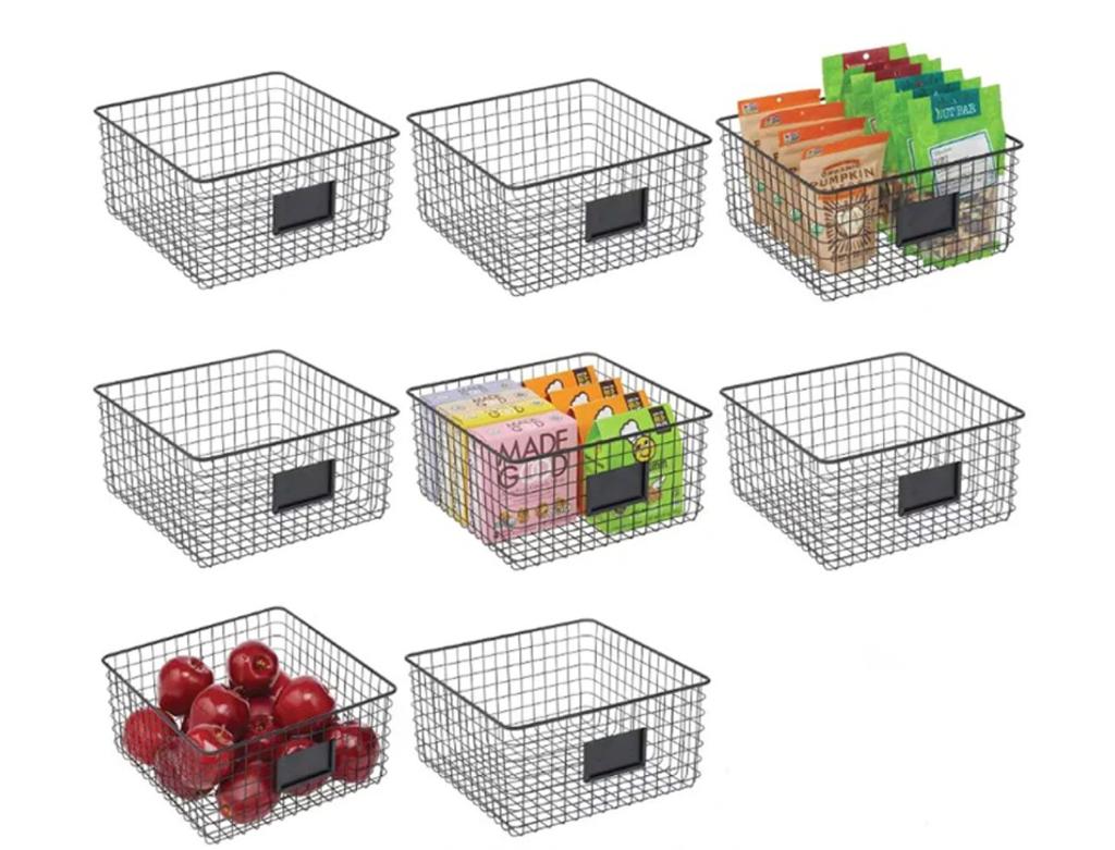 Wire Basket W/Tag Holder Black Medium