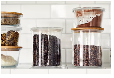 Jar with lid, glass/bamboo, 57 oz