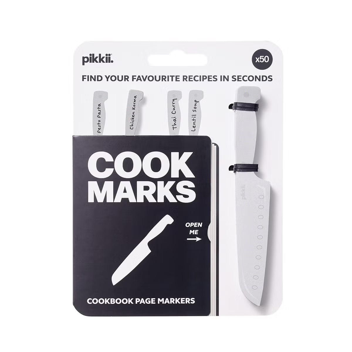 Pikkii Cookmarks Recipe Markers Grey Pkg/50