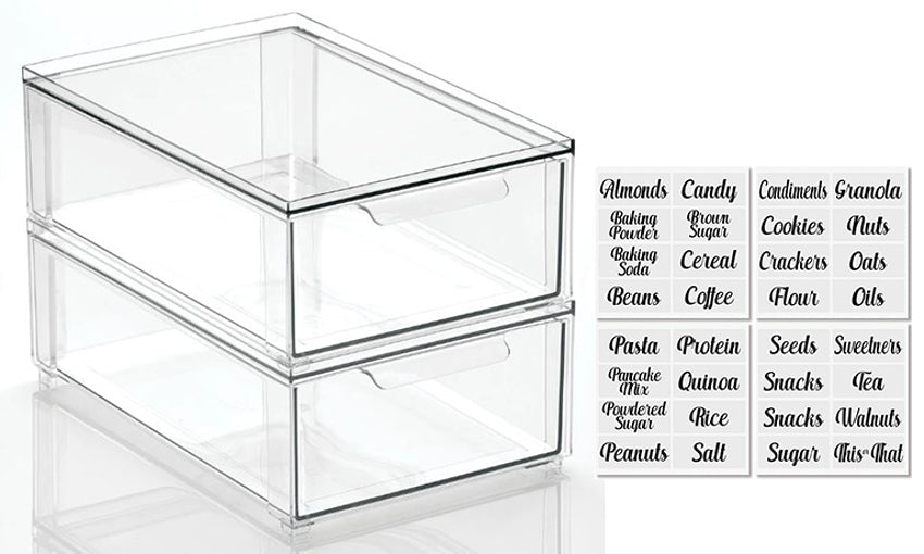 Acrylic Drawers Medium w/labels Set of 2