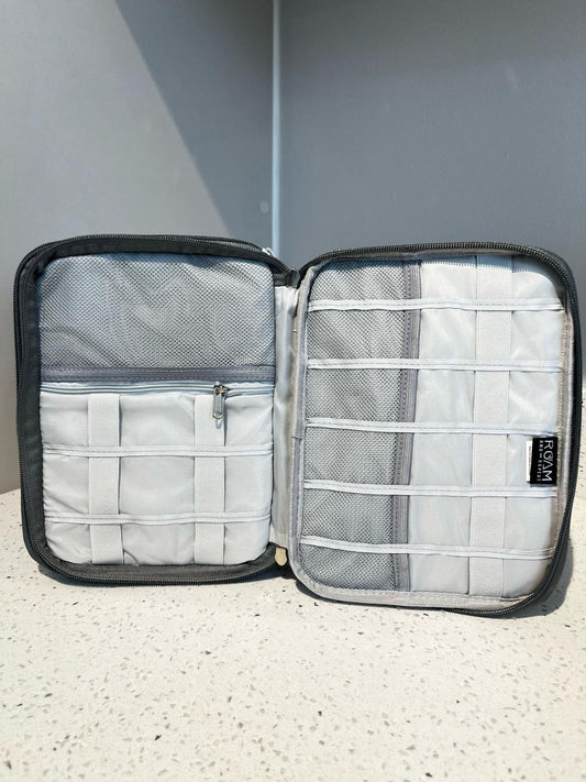 Deluxe Double Zip Tech Organizer – Charcoal