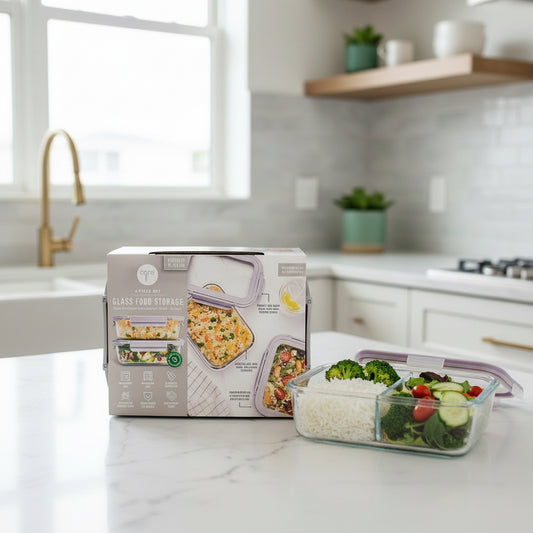 Glass Food Storage Container w/ Glass Vented Lid - Small - 2PK
