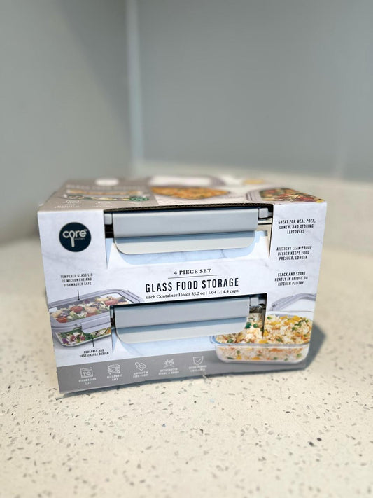 Glass Food Storage Container w/ Glass Vented Lid - Small - 2PK