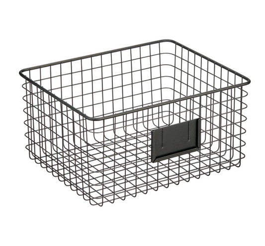 Wire Basket W/Tag Holder Black Medium