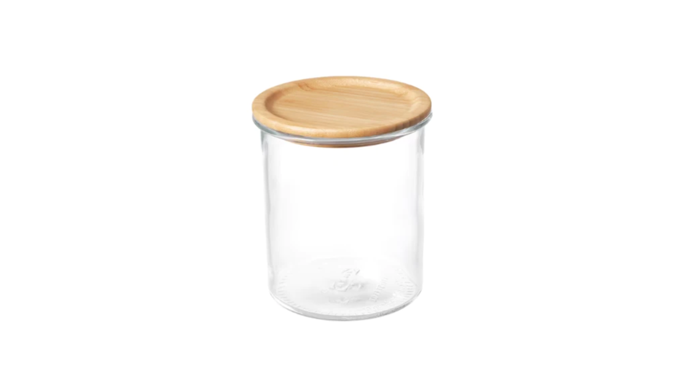 Jar with lid, glass/bamboo, 57 oz