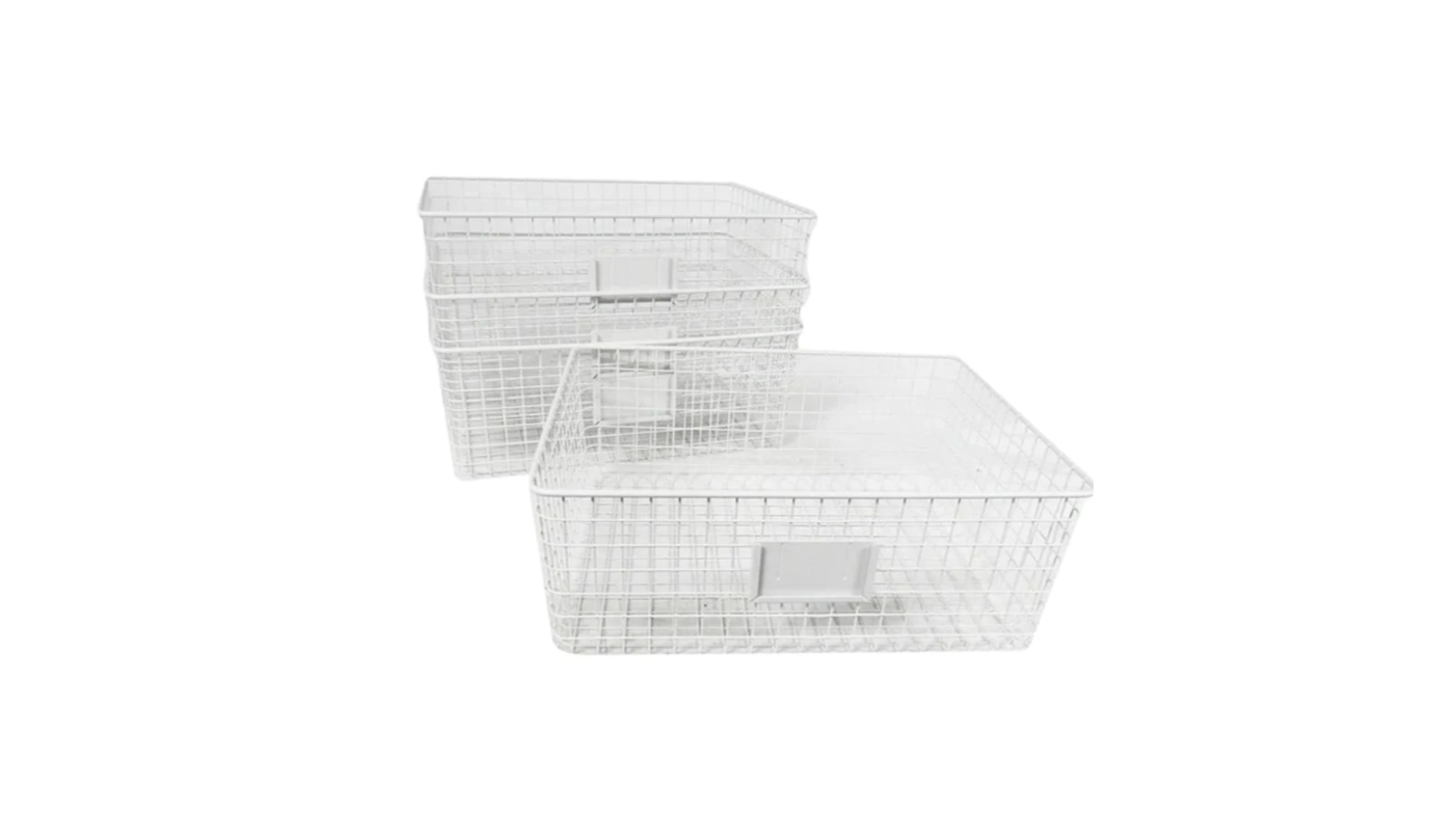 Wire Basket W/Tag Holder White Large