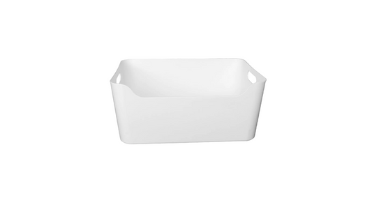 Plastic Storage Bin w/ Handles Off-White Medium