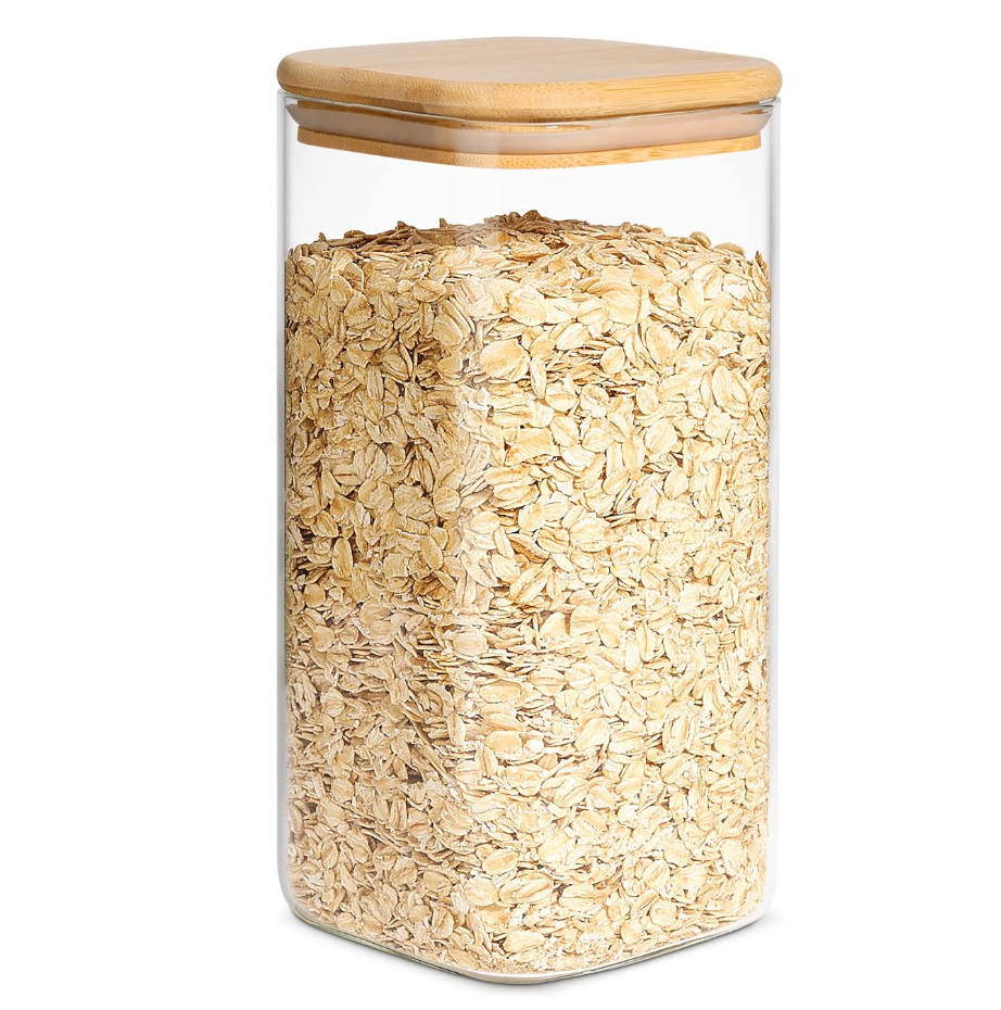 Canister w/ Wood Lid 18.2 Cups Clear/Natural