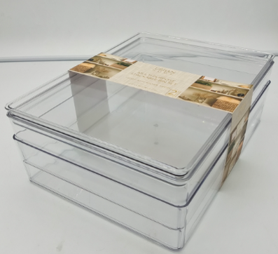 Multi Purpose Stackable Bin w/lid Clear Medium 2/Pk
