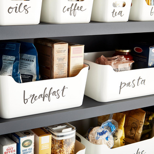 Plastic Storage Bin w/ Handles Off-White Medium