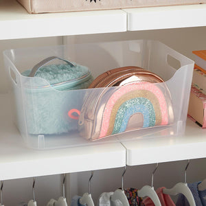 Plastic Storage Bin w/ Handles Clear Medium