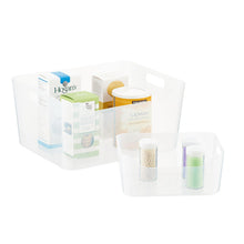Load image into Gallery viewer, Plastic Storage Bin w/ Handles Clear Medium
