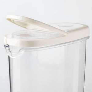 Dry food jar with lid, clear, white, 44 oz