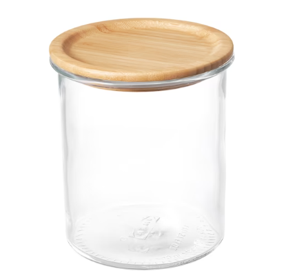 Jar with lid, glass/bamboo, 57 oz