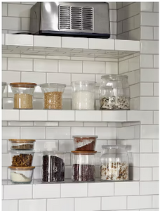 Jar with lid, glass/bamboo, 57 oz