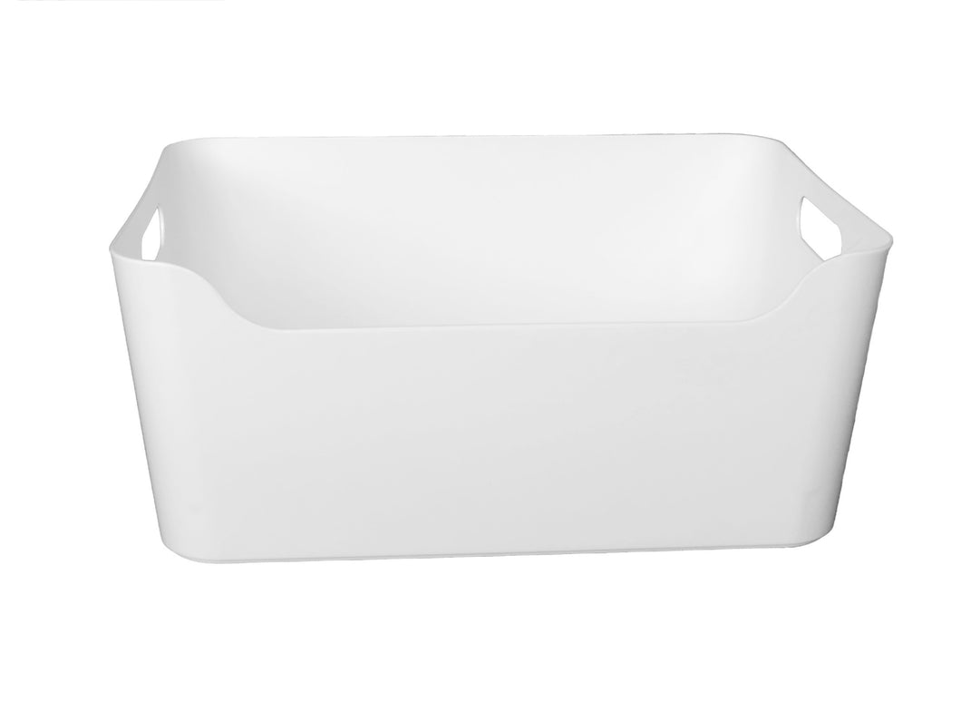 Plastic Storage Bin w/ Handles Off-White Medium