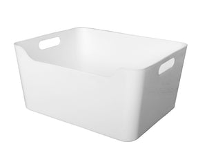 Plastic Storage Bin w/ Handles Off-White Large