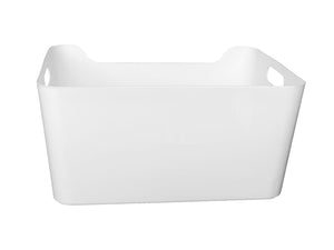 Plastic Storage Bin w/ Handles Off-White Large