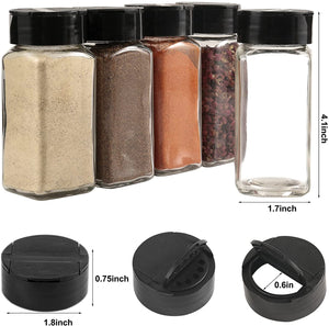 Glass Spice Jars with Labels Set / 24pcs