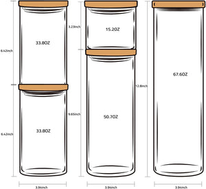 Glass Jars with Bamboo Lids Set / 5