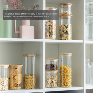 Glass Jars with Bamboo Lids Set / 5