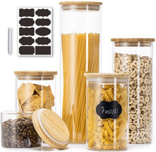 Load image into Gallery viewer, Glass Jars with Bamboo Lids Set / 5

